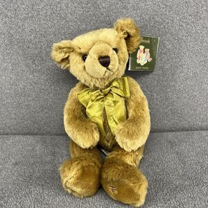 Harrods Nicky Bear‎ 14" Plush Teddy Soft Toy Gold Bow Jointed Tags Vintage Style